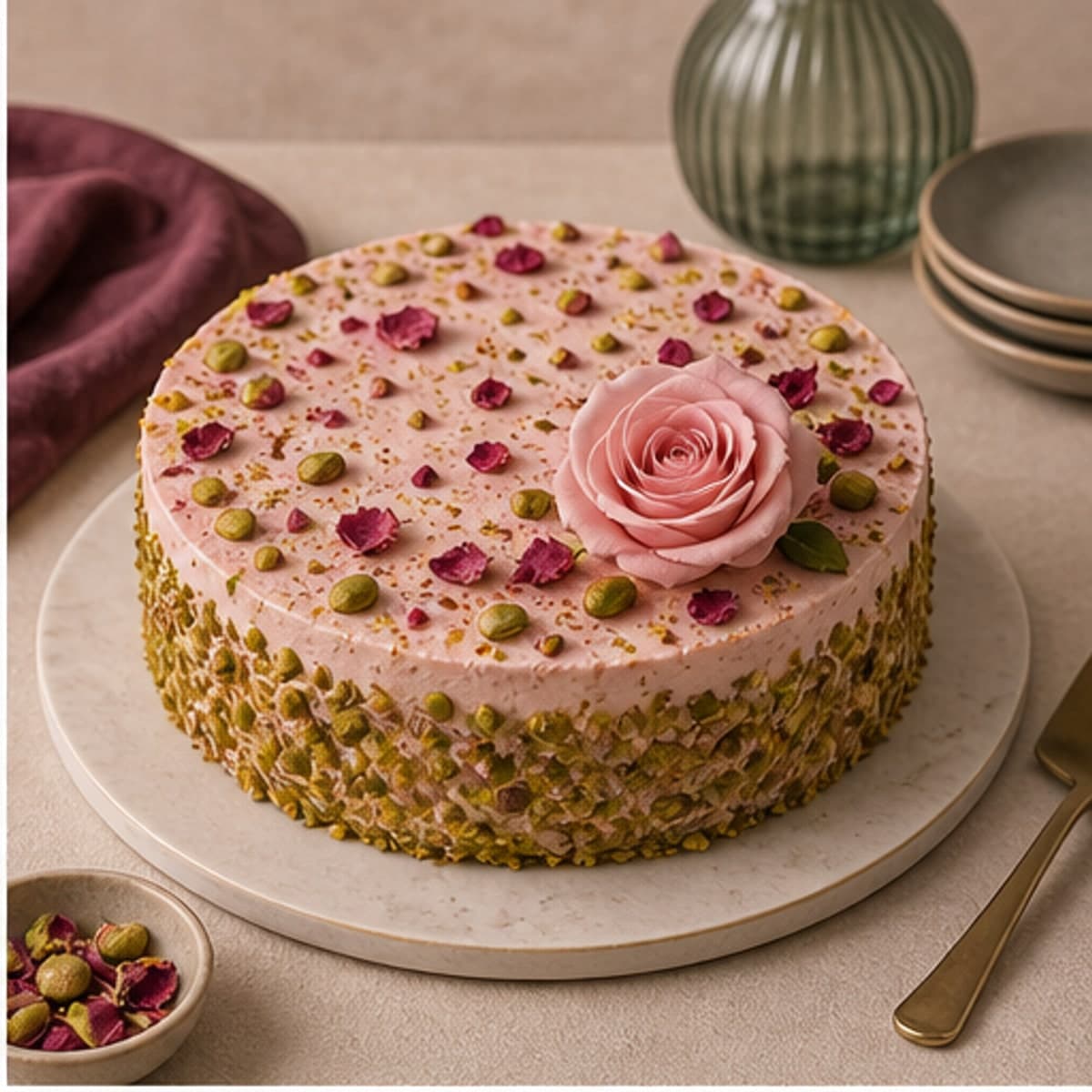 Pistachio Rose Cake