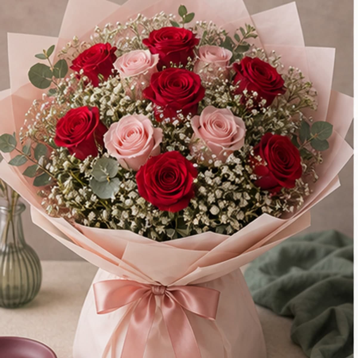Rose & Baby Breath Bouquet